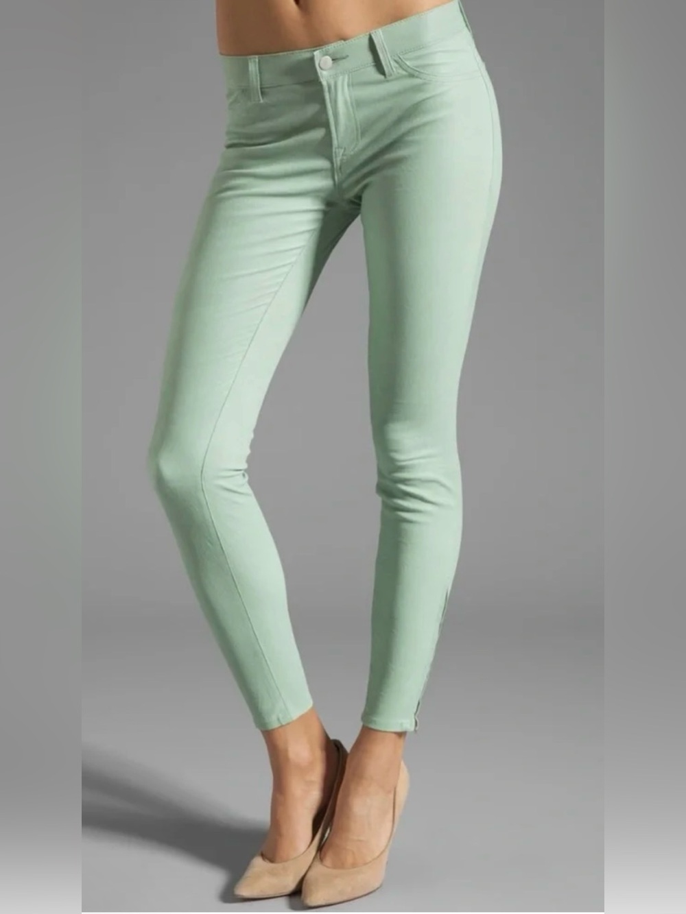 J Brand Mint Green Skinny Ankle Jeans